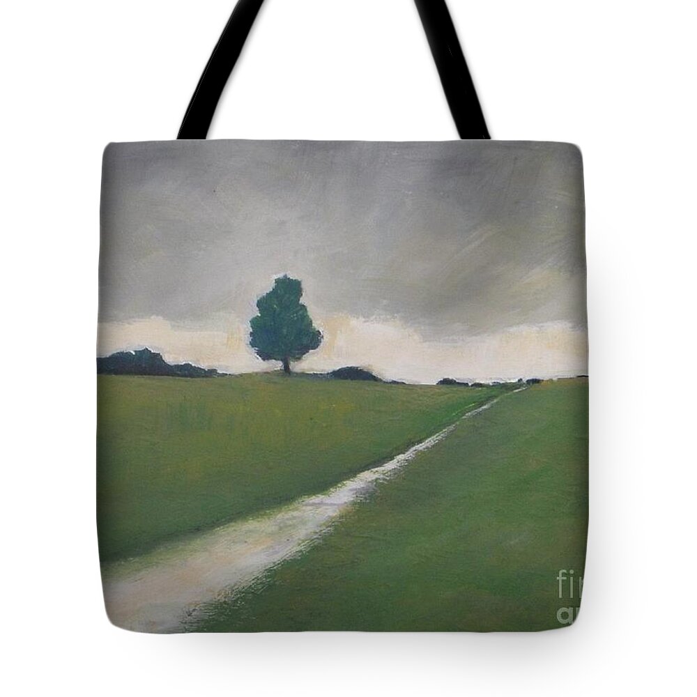 Green Landscape Tote Bag featuring the painting A Quiet Afternoon by Vesna Antic