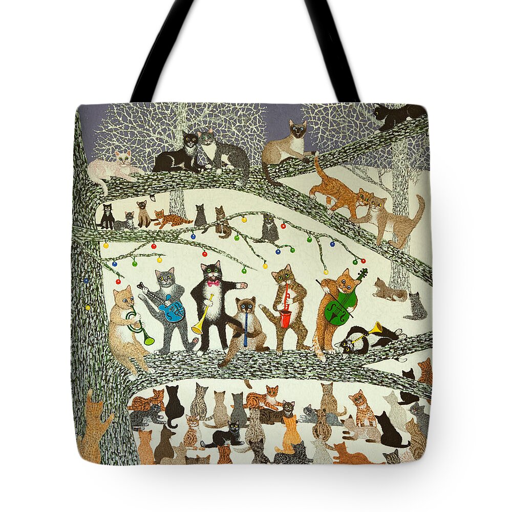 Christmas Tote Bag featuring the painting A Resounding Success by Pat Scott