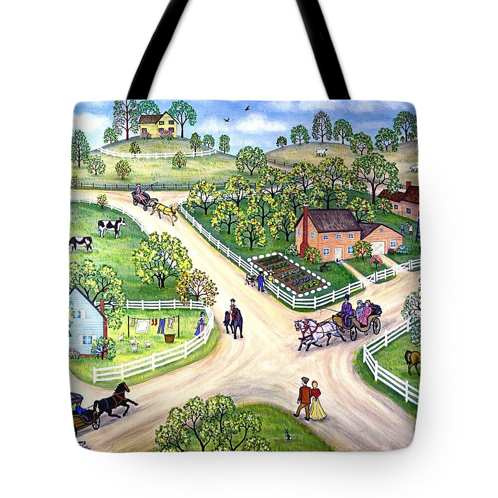 Landscape Tote Bag featuring the painting A Ride in the Country by Linda Mears