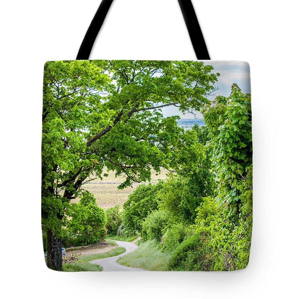 Vineyard Tote Bag featuring the photograph A road to Beaune by W Chris Fooshee