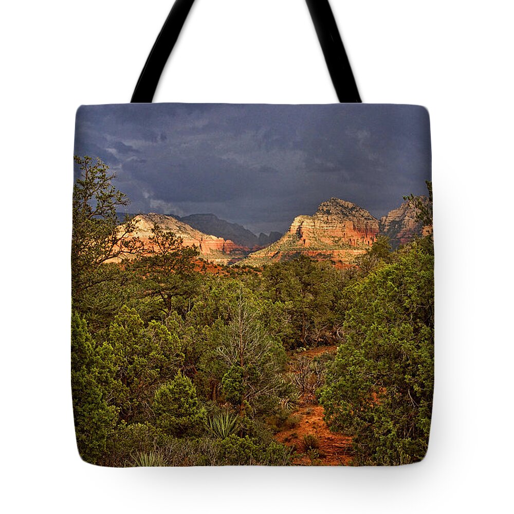 Canyon Tote Bag featuring the photograph A Sliver of Light by Leda Robertson