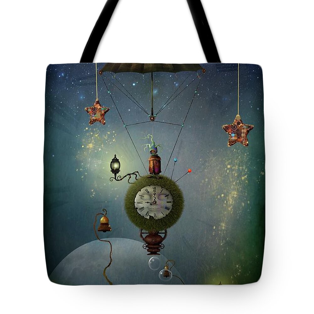 Time Travel Tote Bag featuring the painting A Stitch In Time Saves Nine by Joe Gilronan