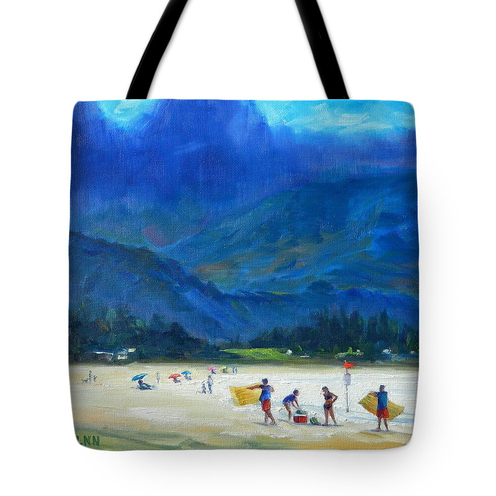 Beach Tote Bag featuring the painting A Summer Day by Ningning Li