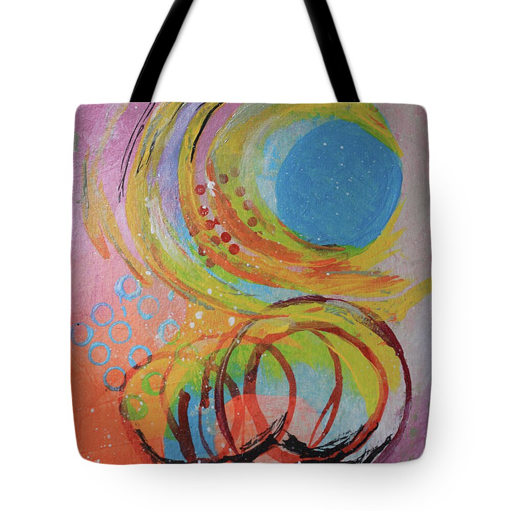 Bright Tote Bag featuring the mixed media A Sunny Day by April Burton