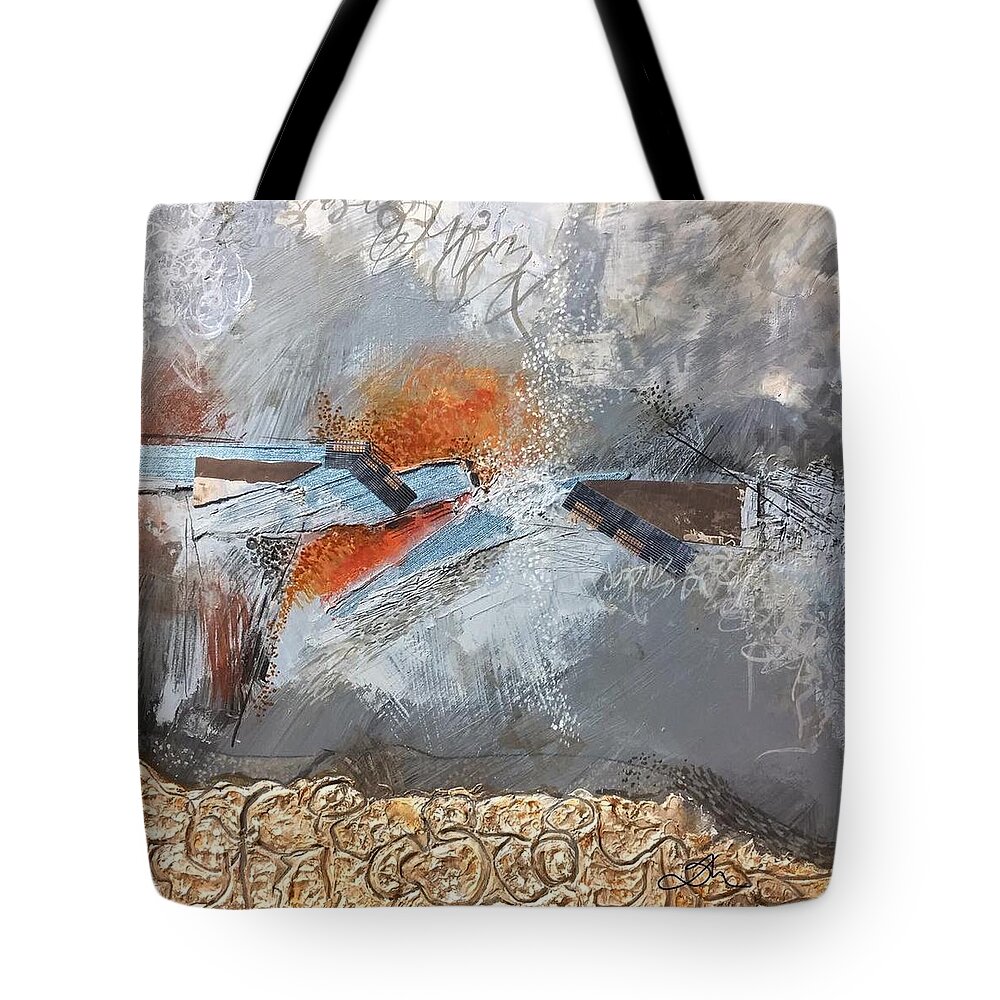 Abstract Prints Tote Bag featuring the mixed media A thousand thoughts to feel the colors by Delona Seserman