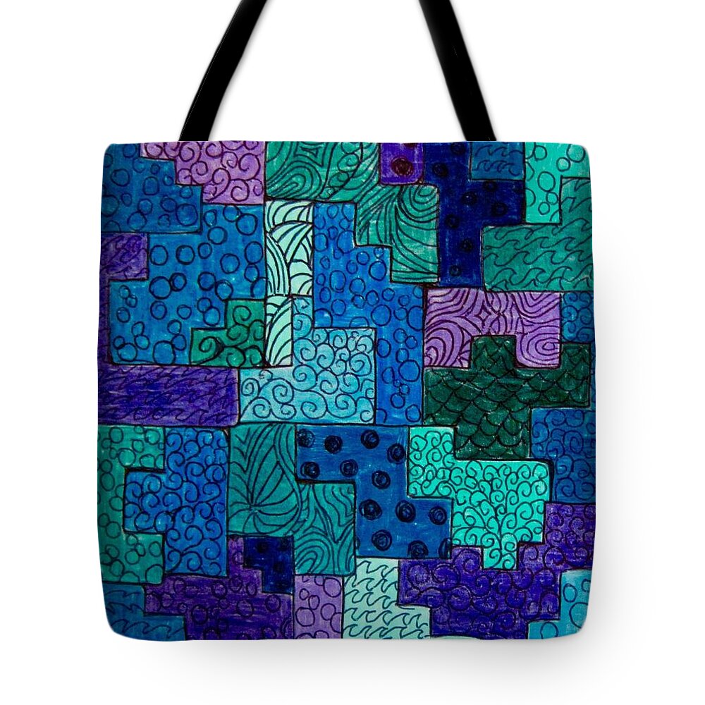 Abstracts' Greens Tote Bag featuring the drawing A touch of Lilac by Megan Walsh