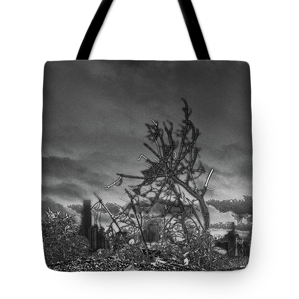 Apocalypse Tote Bag featuring the digital art A Tree Grew In Brooklyn by Scott Evers