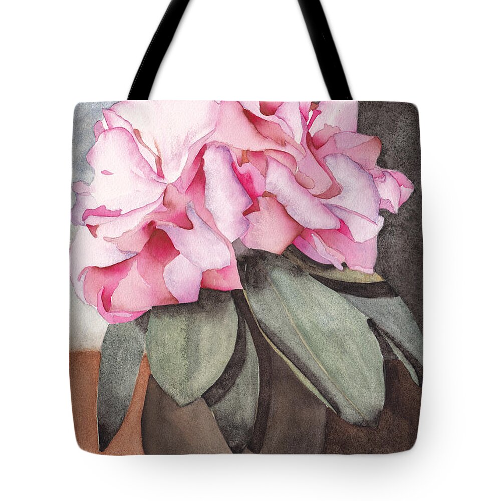 Vase Tote Bag featuring the painting A Vase Full Of Azaleas by Ken Powers