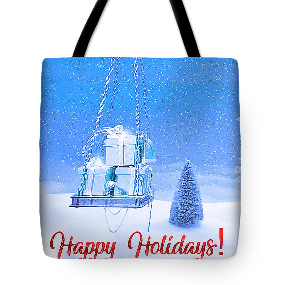Christmas Tote Bag featuring the photograph A Very Cool Christmas Greeting Card by Mark Andrew Thomas