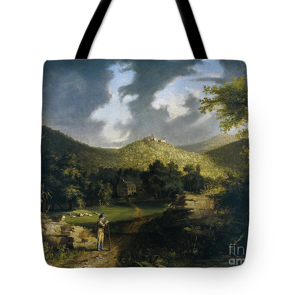 Thomas Cole Tote Bag featuring the painting A View of Fort Putnam by MotionAge Designs