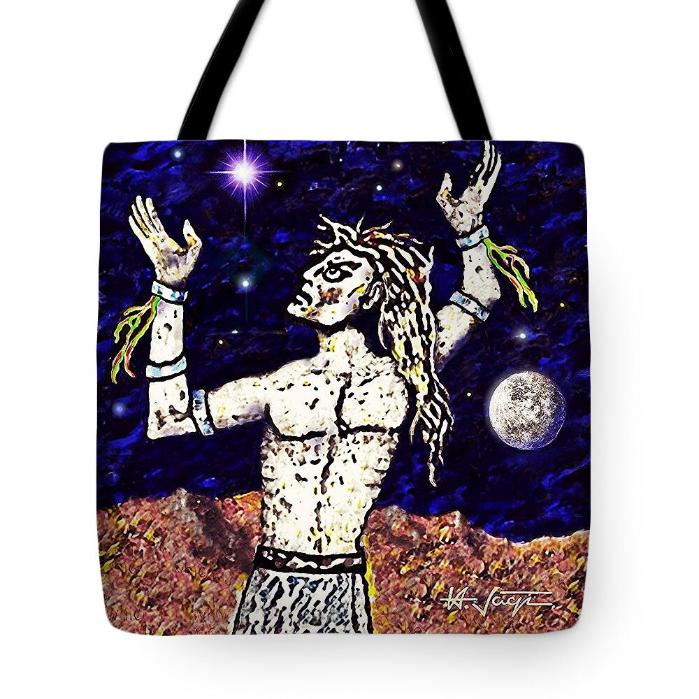 Viking Tote Bag featuring the drawing A Viking Warrior by Hartmut Jager