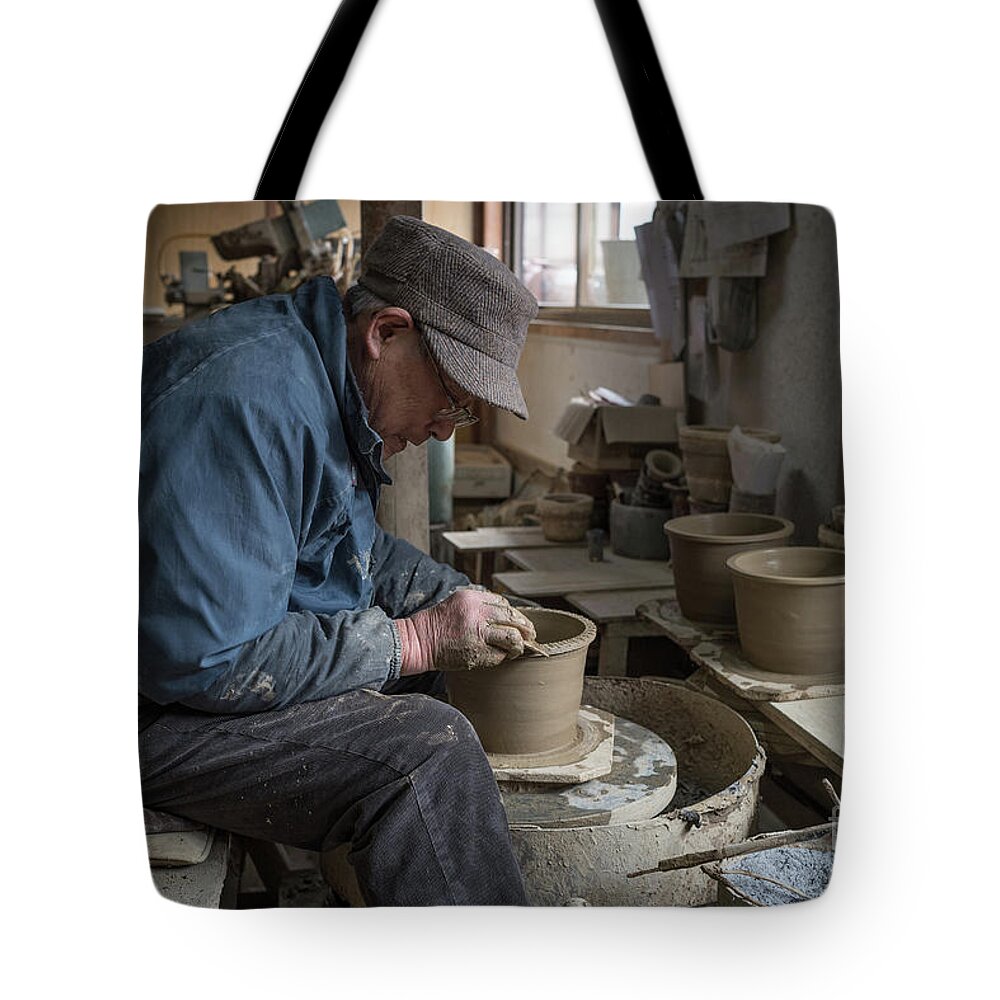 Pottery Tote Bag featuring the photograph A Village Pottery Studio, Japan by Perry Rodriguez