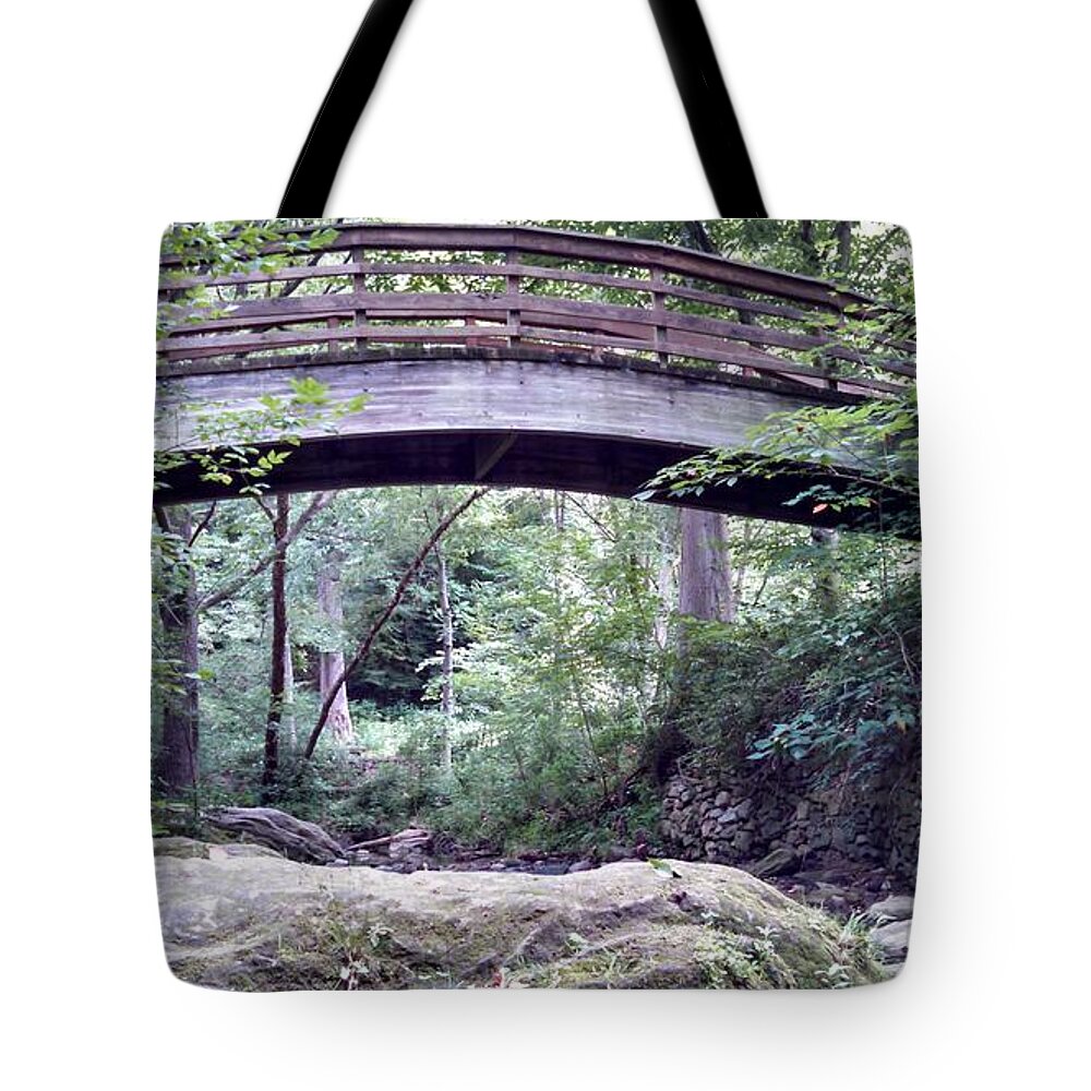 Bridge Tote Bag featuring the photograph A Way Over by Allen Nice-Webb