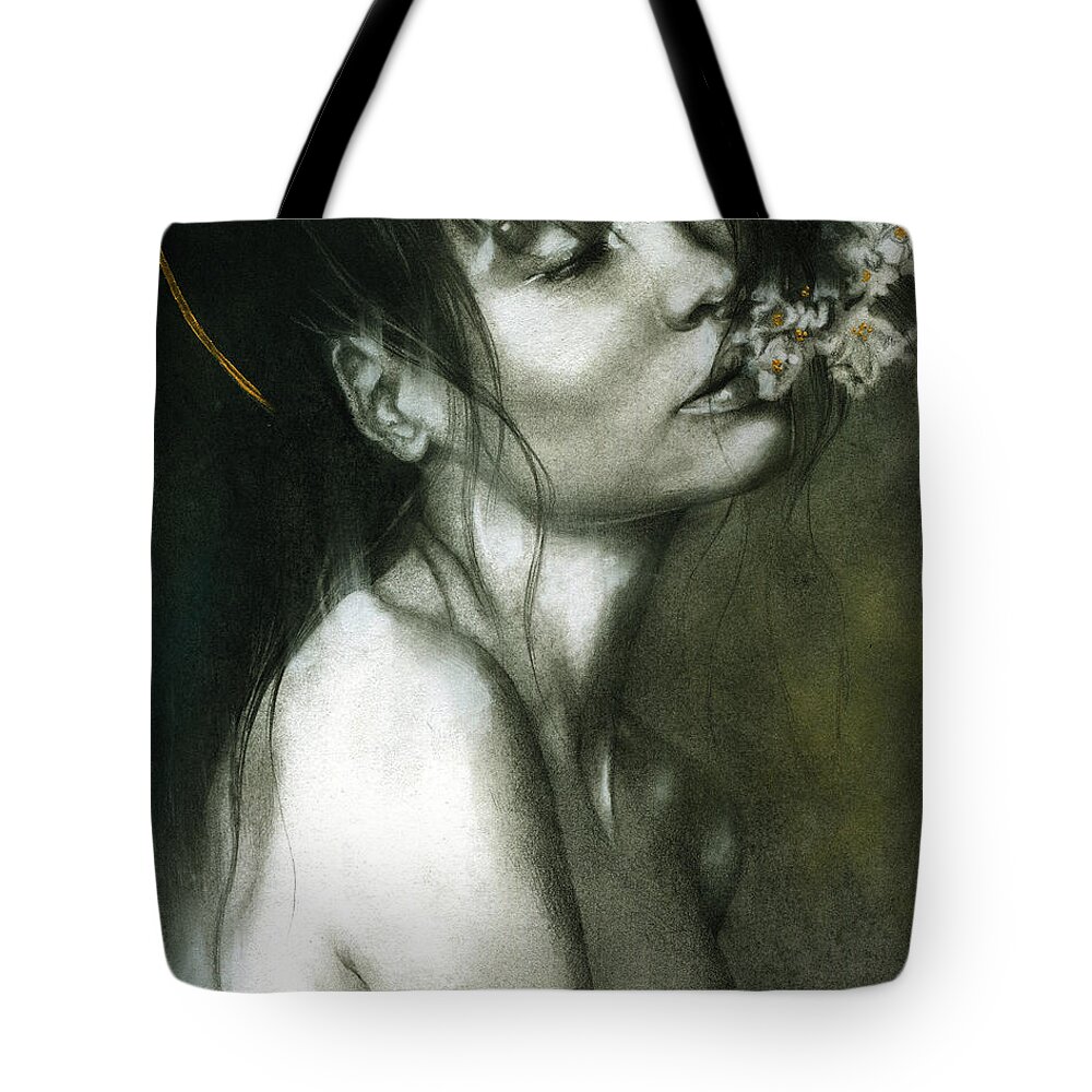 Surreal Tote Bag featuring the drawing A Whisper by Patricia Ariel