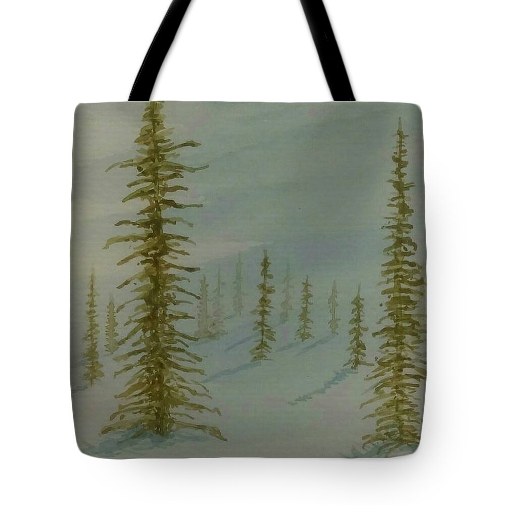Winter Tote Bag featuring the painting A Winter Walk by Stacy C Bottoms