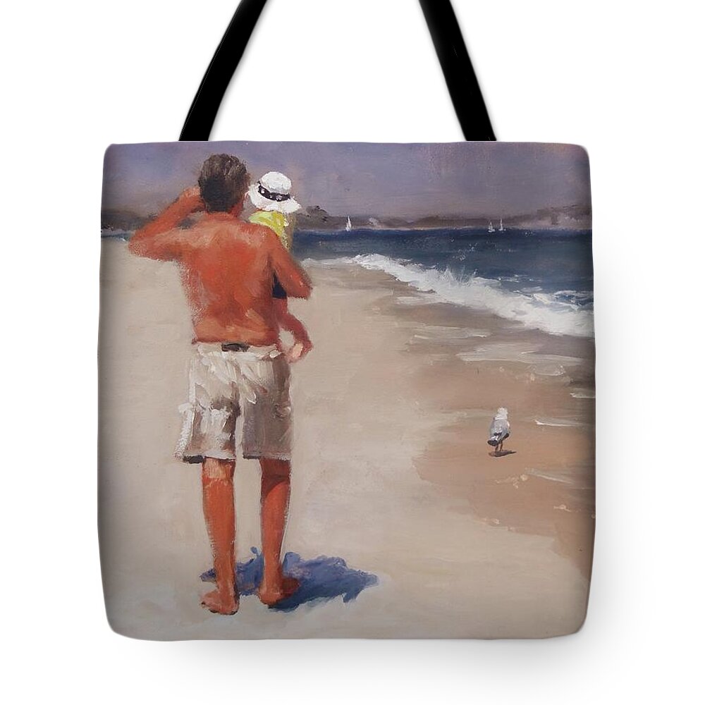 Laura Zanghetti Tote Bag featuring the painting Pa Pa and Me by Laura Lee Zanghetti