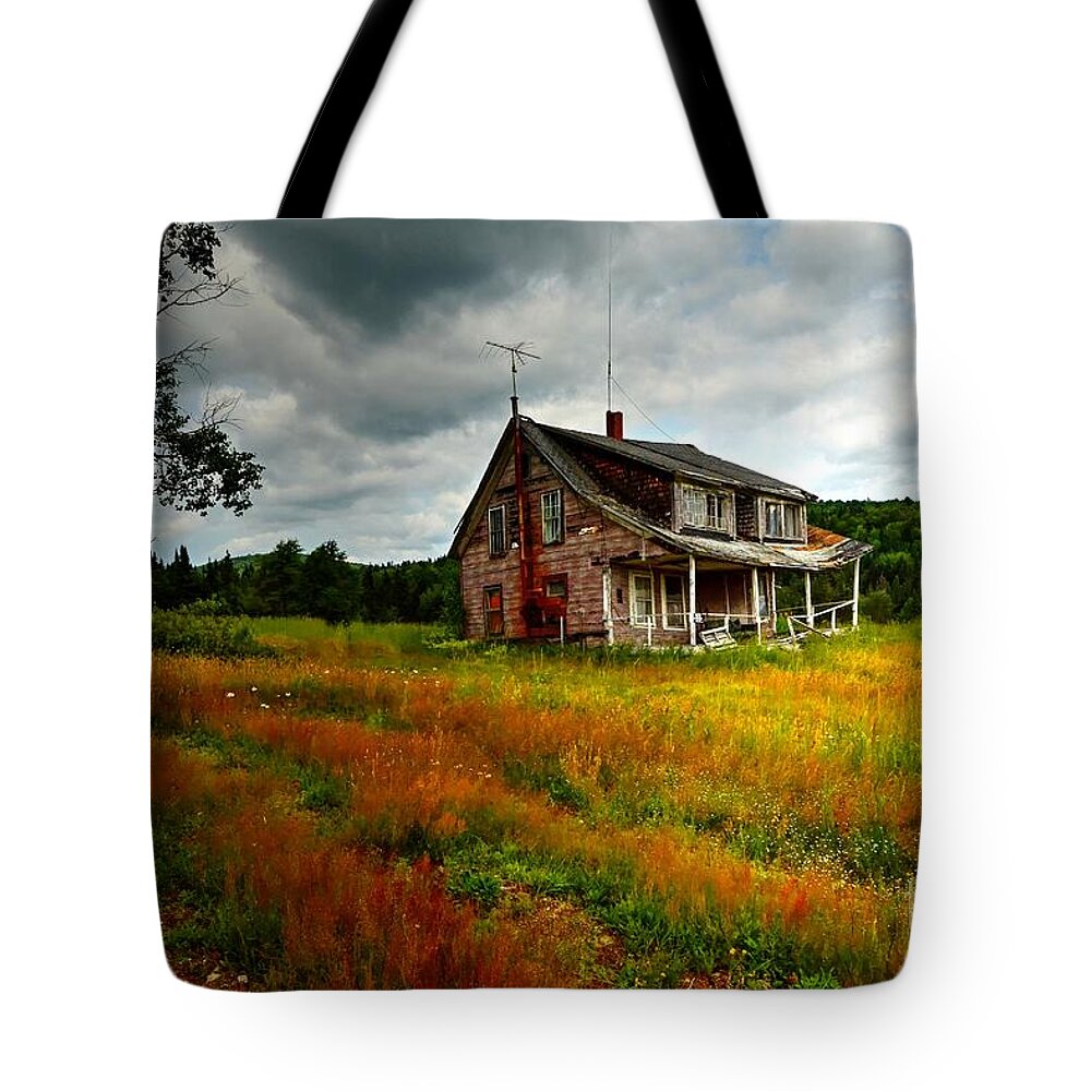 Farm House Tote Bag featuring the photograph Abandon House by Steve Brown