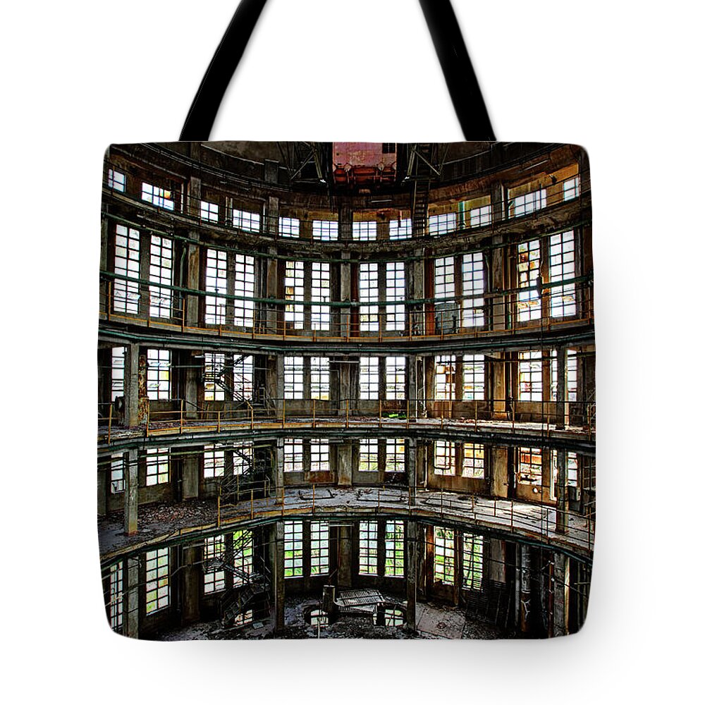 Abandon Tote Bag featuring the photograph Abandoned Factory Hall - Industrial Decay by Dirk Ercken