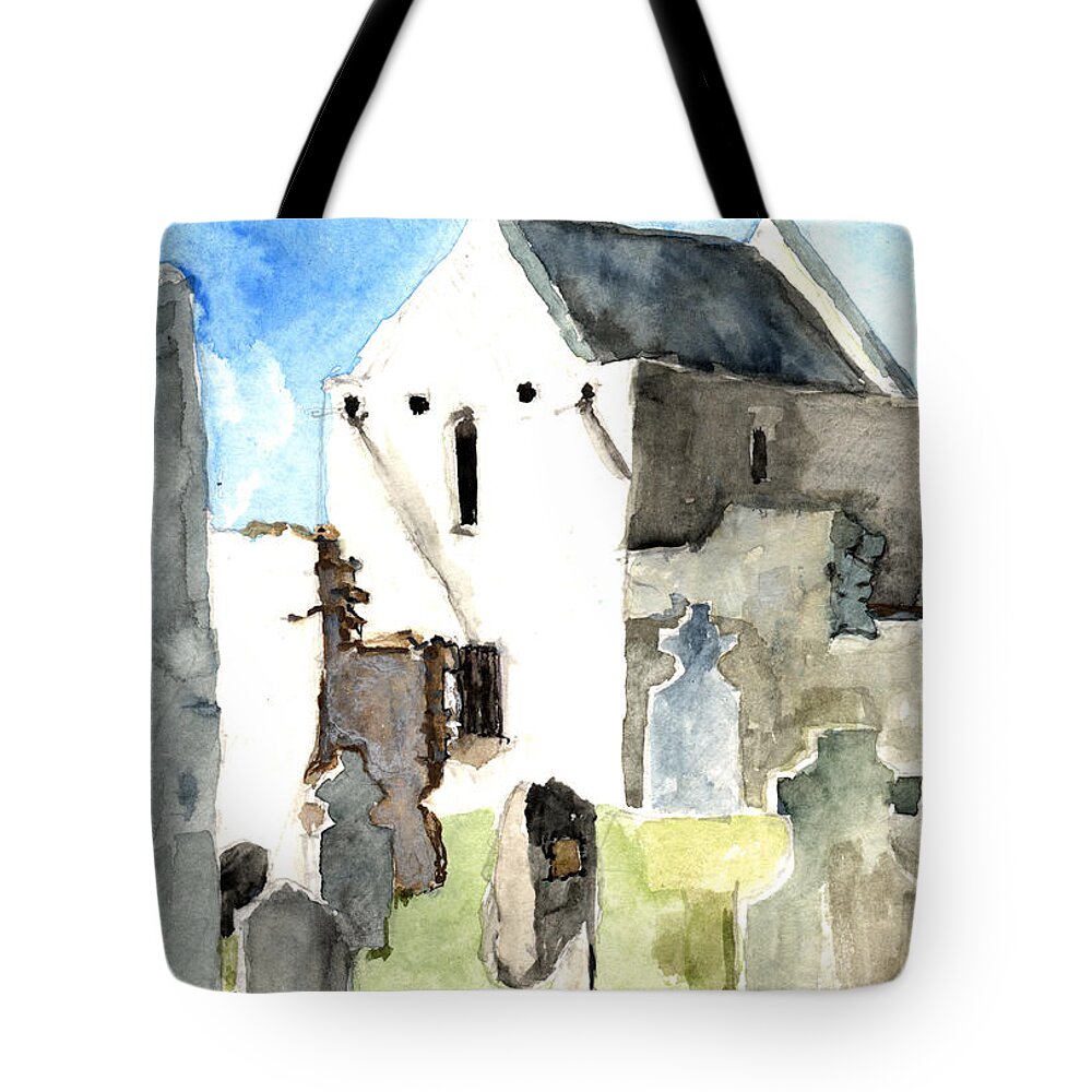 Tote Bag featuring the painting Abbey Watercolor by Kathleen Barnes