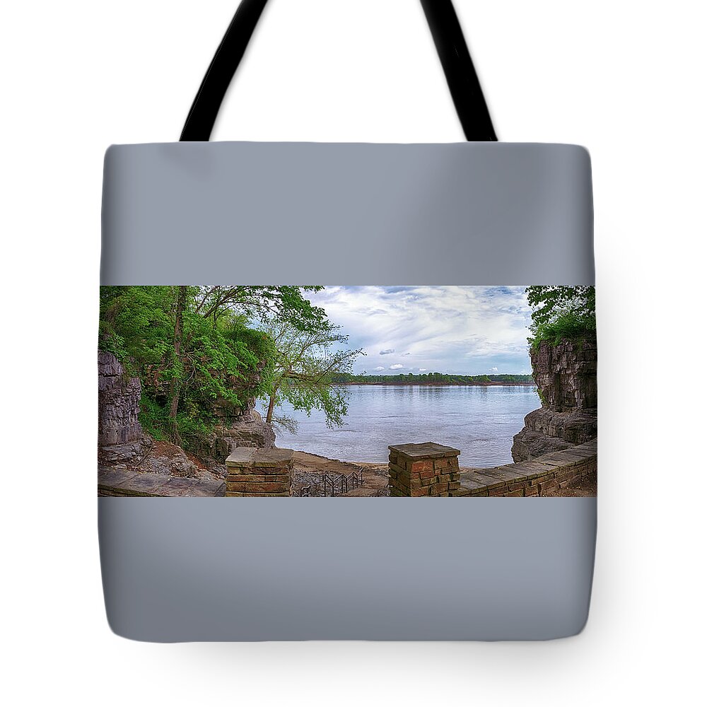 Cave In Rock Tote Bag featuring the photograph Above Cave In Rock Panorama by Susan Rissi Tregoning