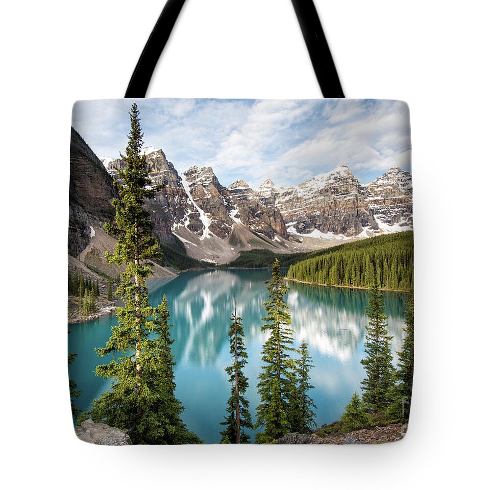 Valley Of Ten Peaks Tote Bag featuring the photograph Above Lake Moraine by Art Cole