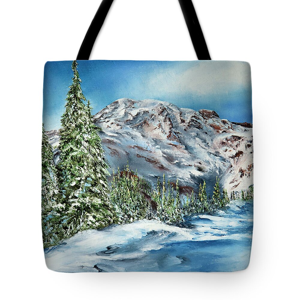 Landscape Tote Bag featuring the painting Above Paradise by Terry R MacDonald