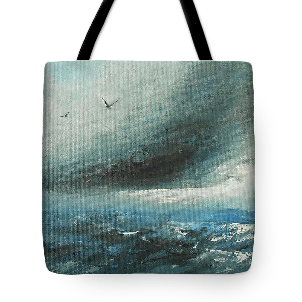 Abstract Tote Bag featuring the painting Above The Storm by Jane See