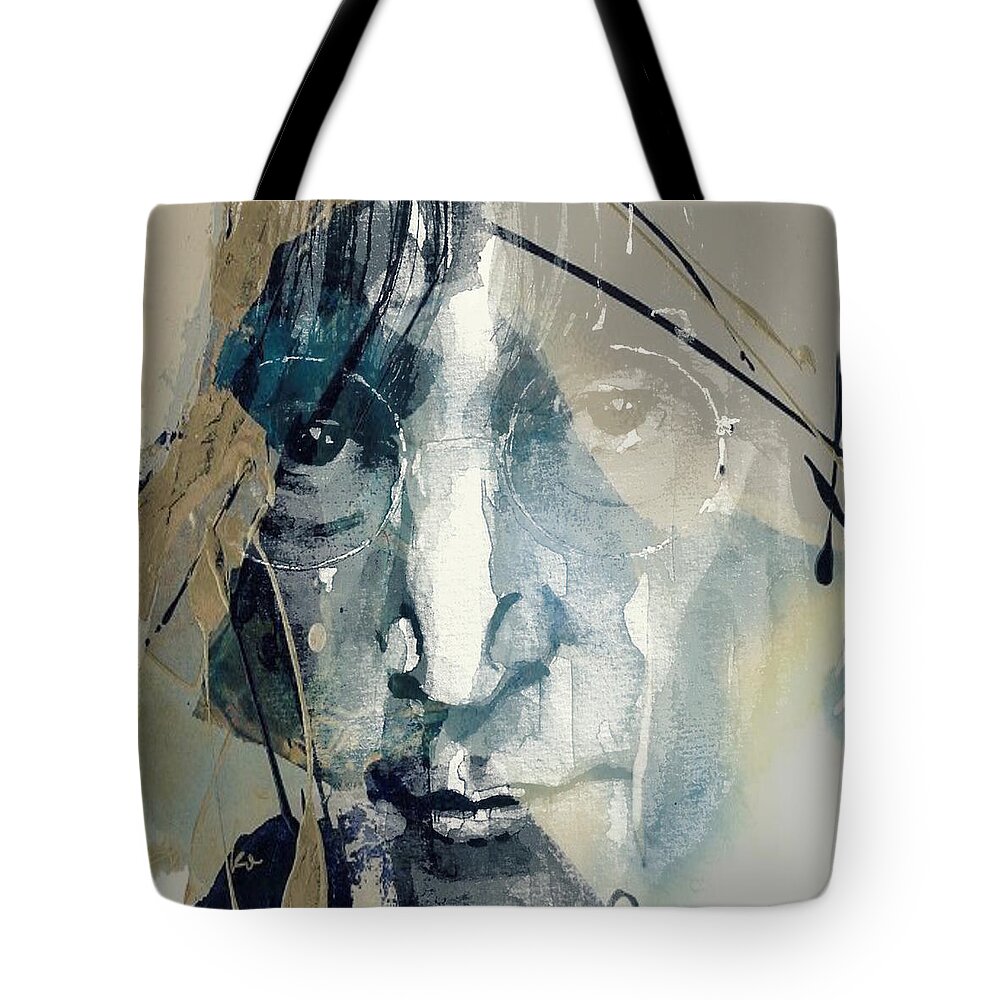 John Lennon Tote Bag featuring the mixed media Above Us Only Sky by Paul Lovering