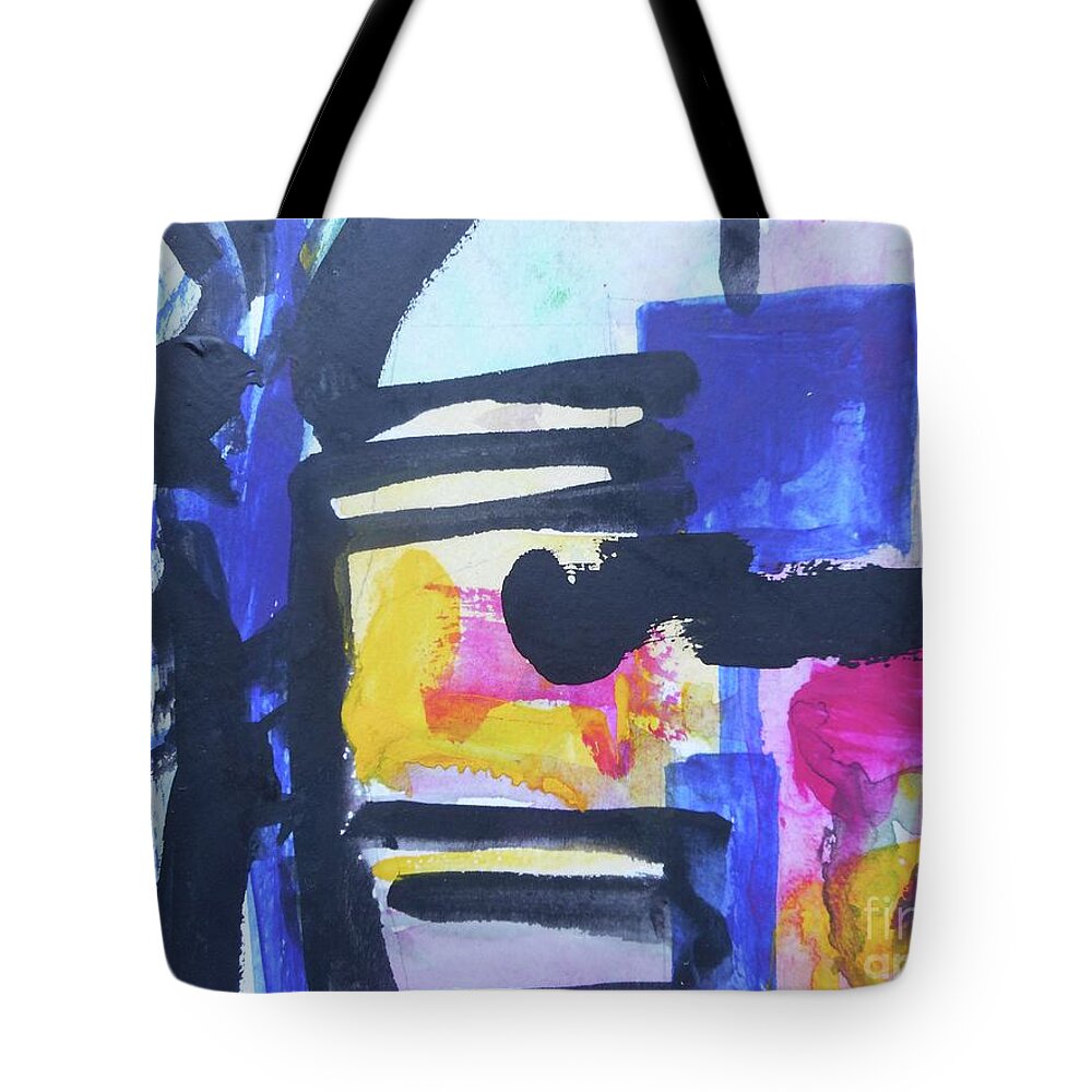 Katerina Stamatelos Tote Bag featuring the painting Abstract-16 by Katerina Stamatelos