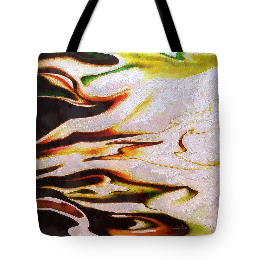 Abstract Tote Bag featuring the painting Abstract 27 by Lelia DeMello