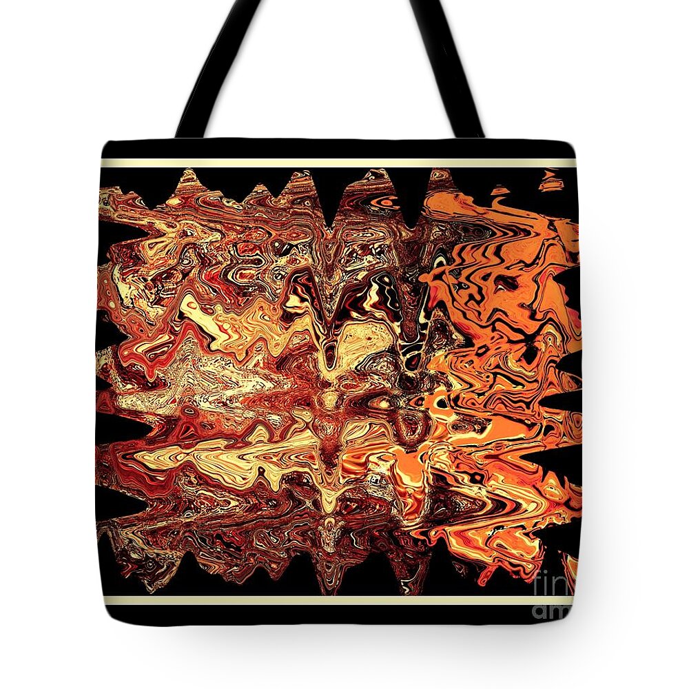 Abstract Oranges And Reds On Canvas Tote Bag featuring the digital art Abstract 65 by Steve Godleski