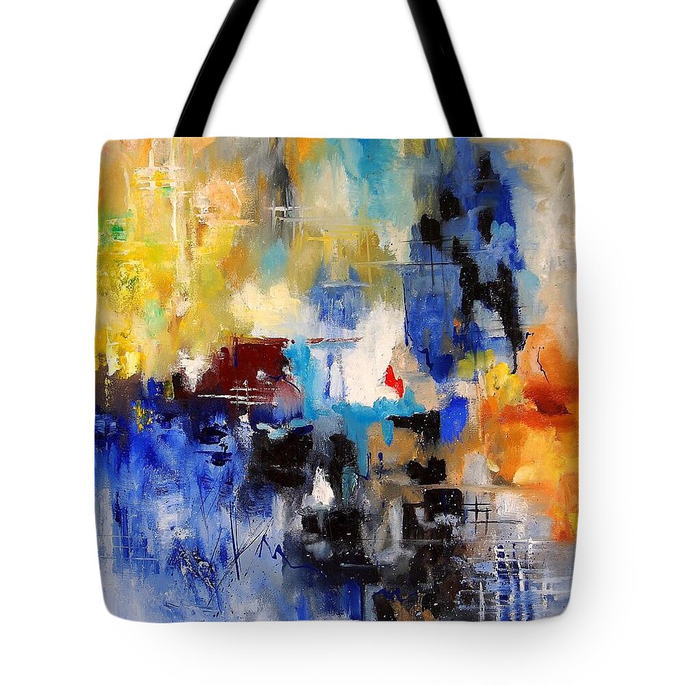 Abstract Tote Bag featuring the painting Abstract 6791070 by Pol Ledent