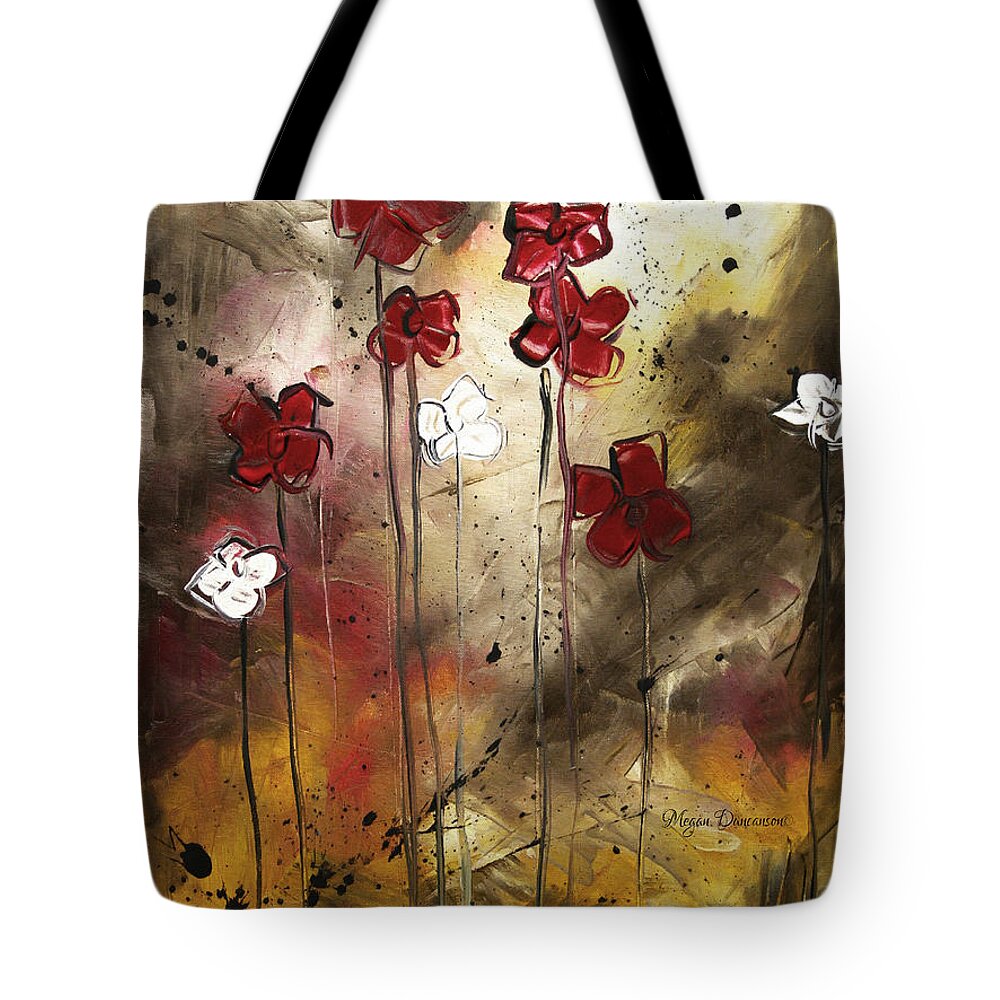 Abstract Tote Bag featuring the painting Abstract Art Original Flower Painting FLORAL ARRANGEMENT by MADART by Megan Duncanson