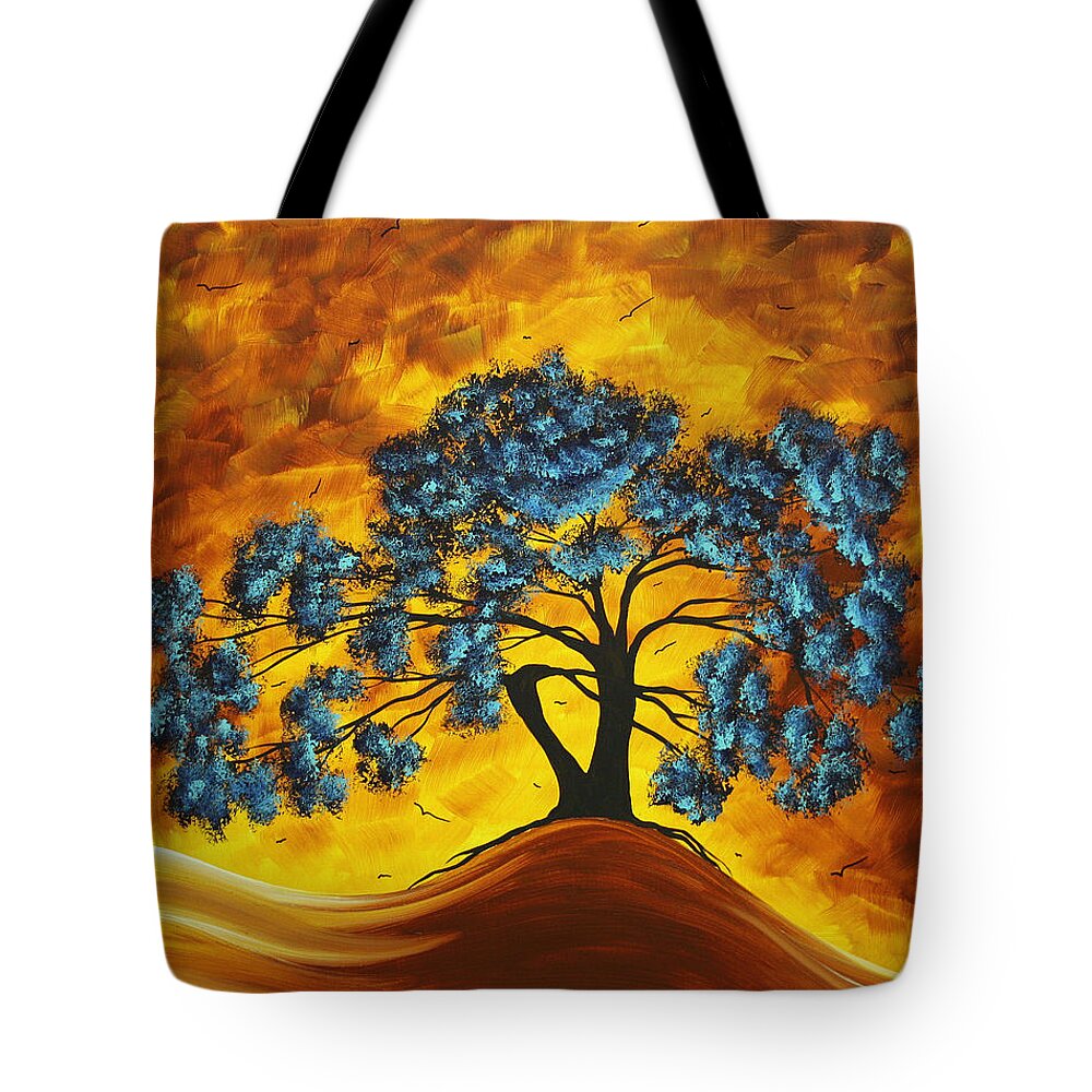 Abstract Tote Bag featuring the painting Abstract Art Original Landscape Painting DREAMING IN COLOR by MADARTMADART by Megan Duncanson
