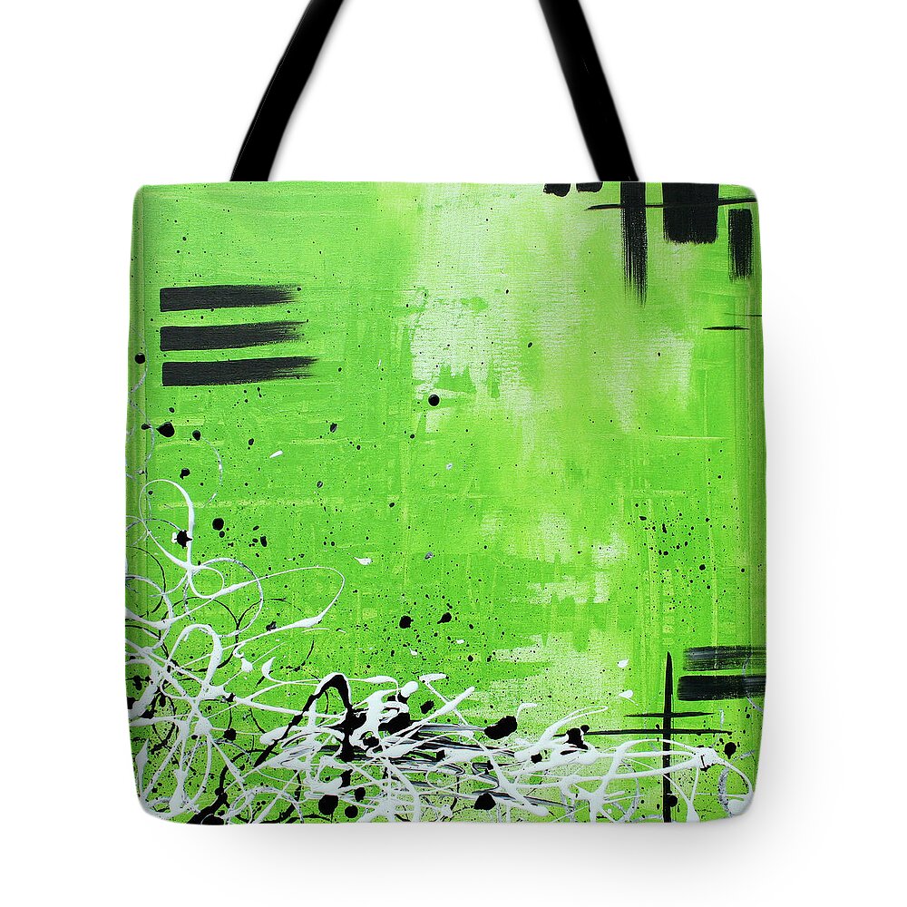 Painting Tote Bag featuring the painting Abstract Art Original Painting GREEN DREAMS by MADART by Megan Aroon