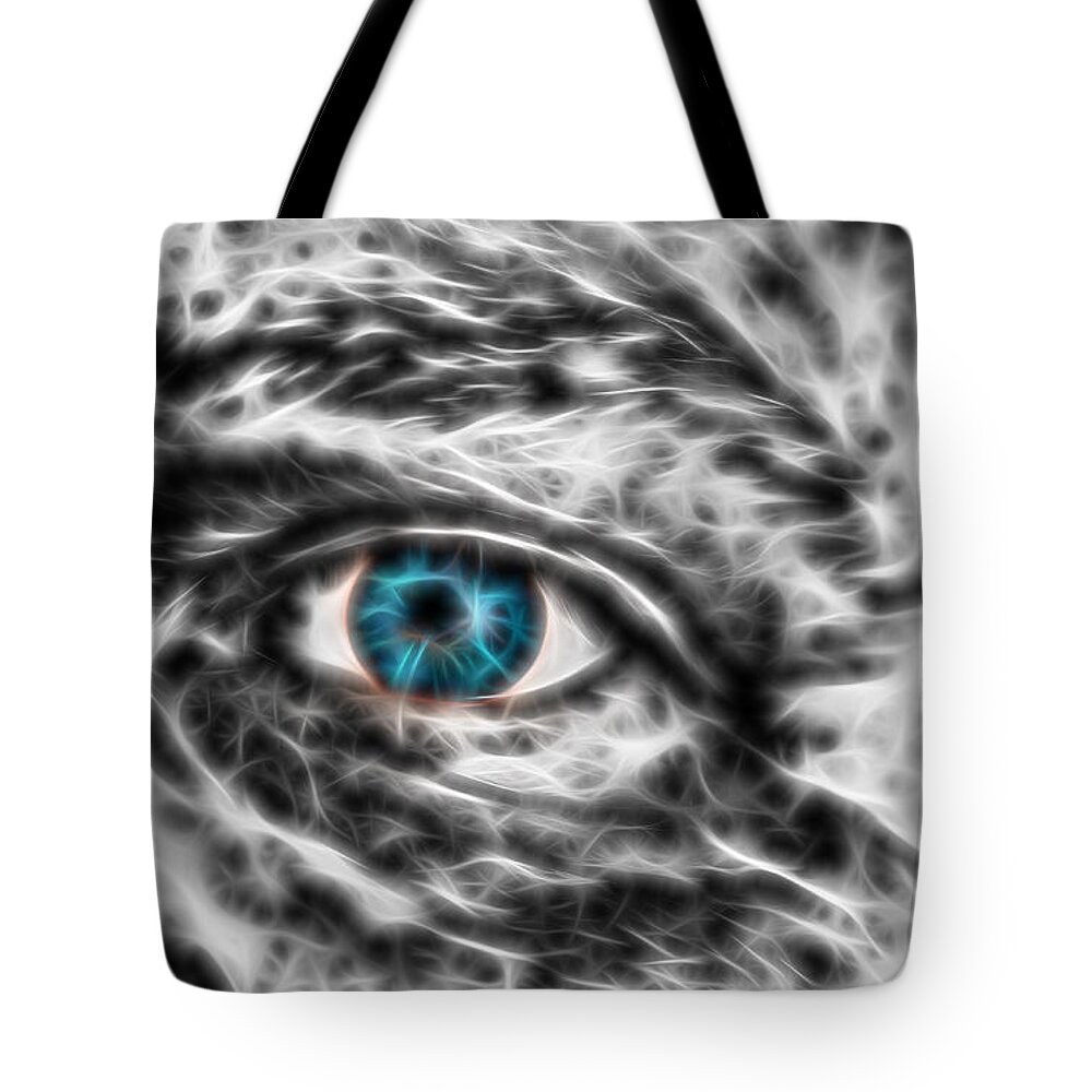 Blue Eyes Tote Bag featuring the photograph Abstract Blue Eye by Scott Carruthers