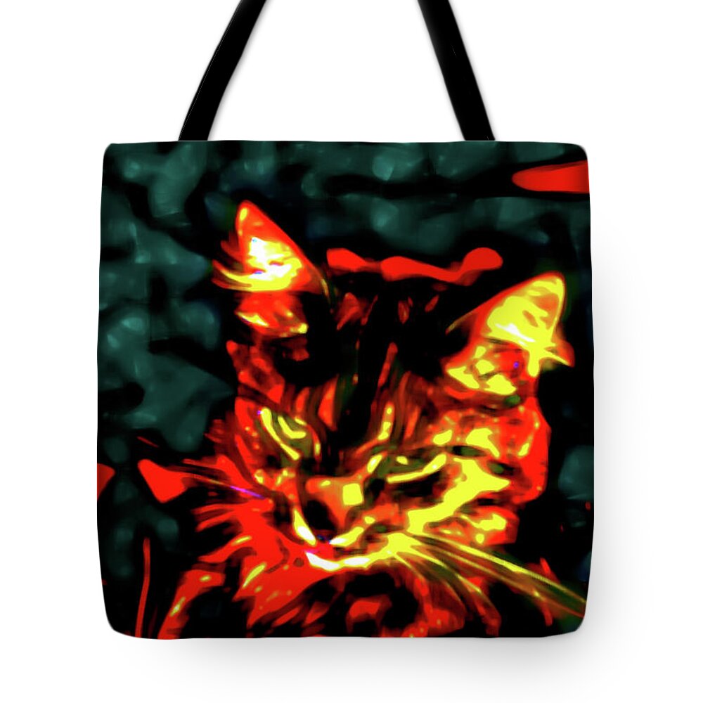 Abstract Tote Bag featuring the photograph Abstract Cat by Gina O'Brien