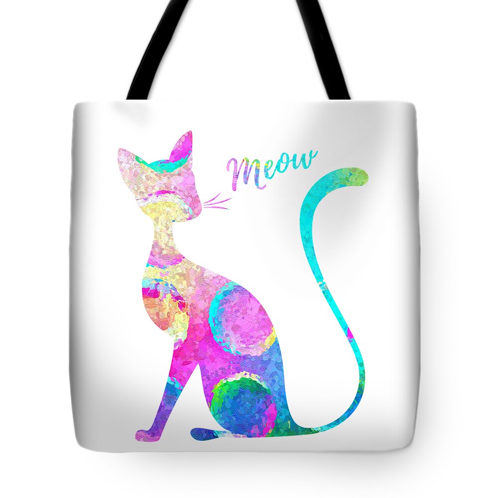 Watercolor Tote Bag featuring the painting Abstract Cat by Zuzi 's