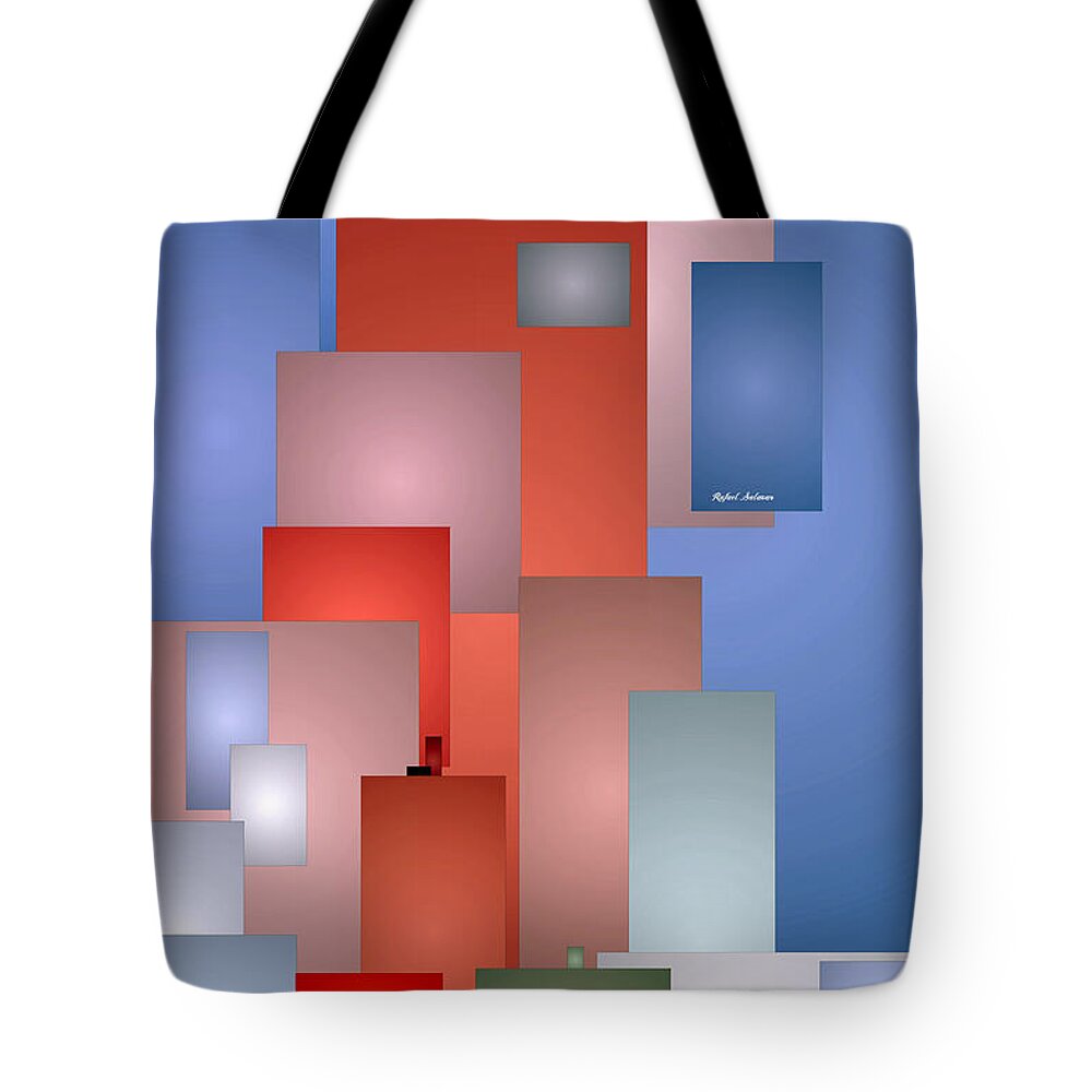 Rafael Salazar Tote Bag featuring the digital art Abstract Cityscape by Rafael Salazar