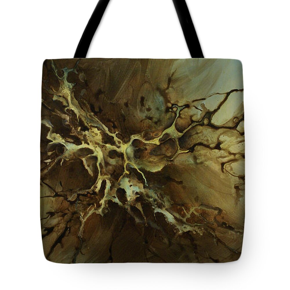 Earth Tones Tote Bag featuring the painting Abstract design 107 by Michael Lang