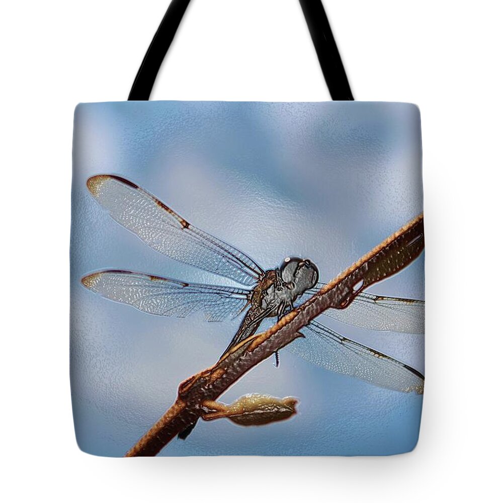 Dragonfly Tote Bag featuring the photograph Abstract Dragonfly by Cynthia Guinn