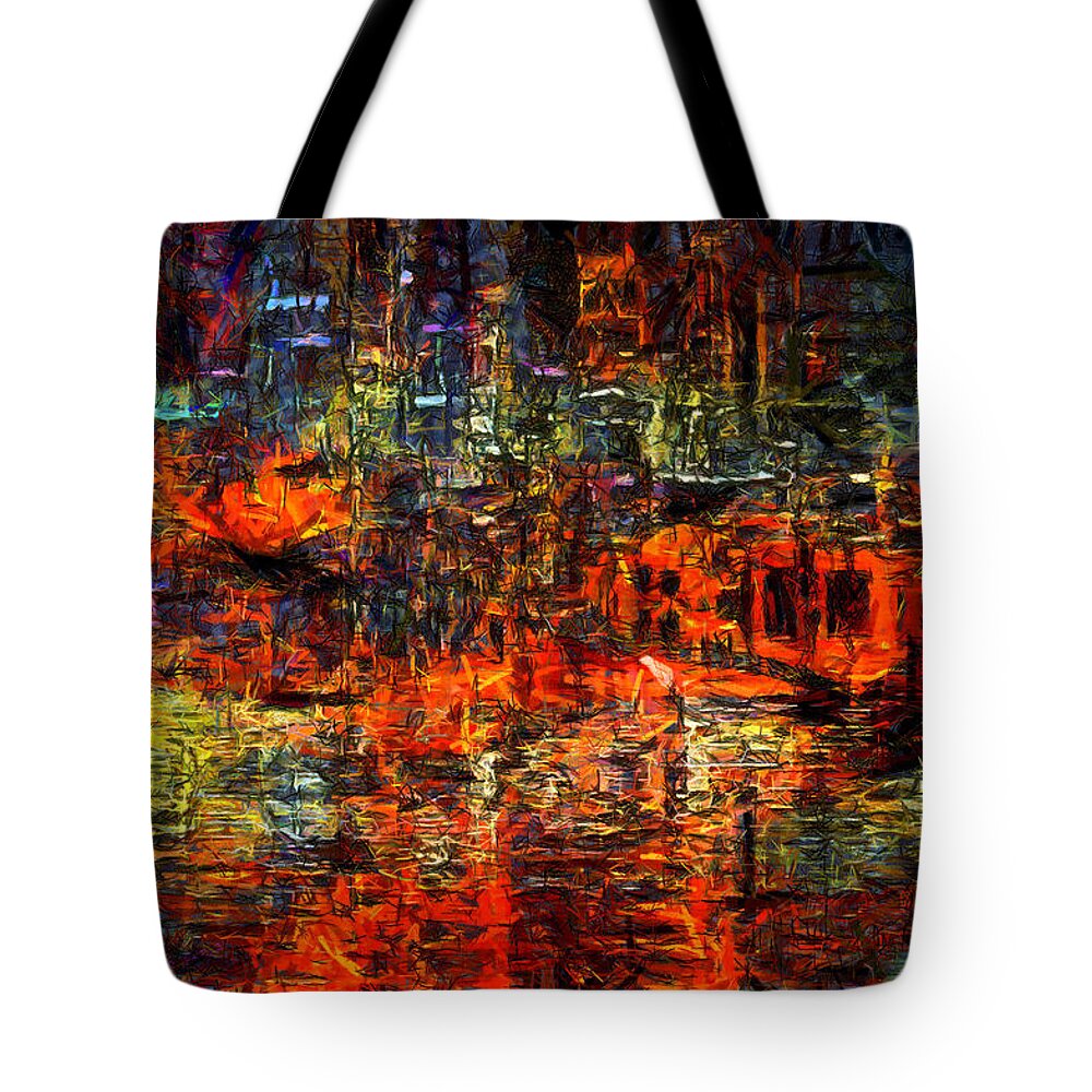 Abstract Evening Tote Bag featuring the digital art Abstract Evening by Kiki Art