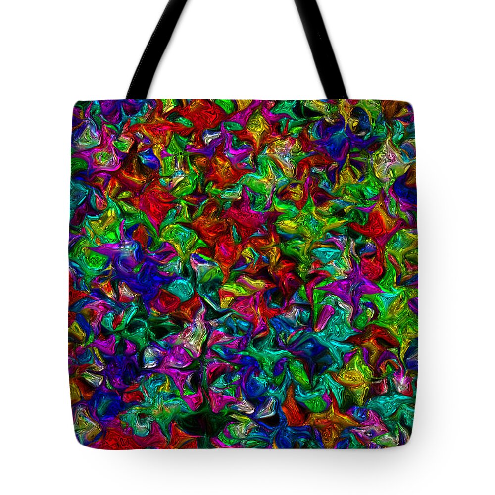 Abstract Tote Bag featuring the digital art Abstract Floral Garden, Metallic by Lilia S