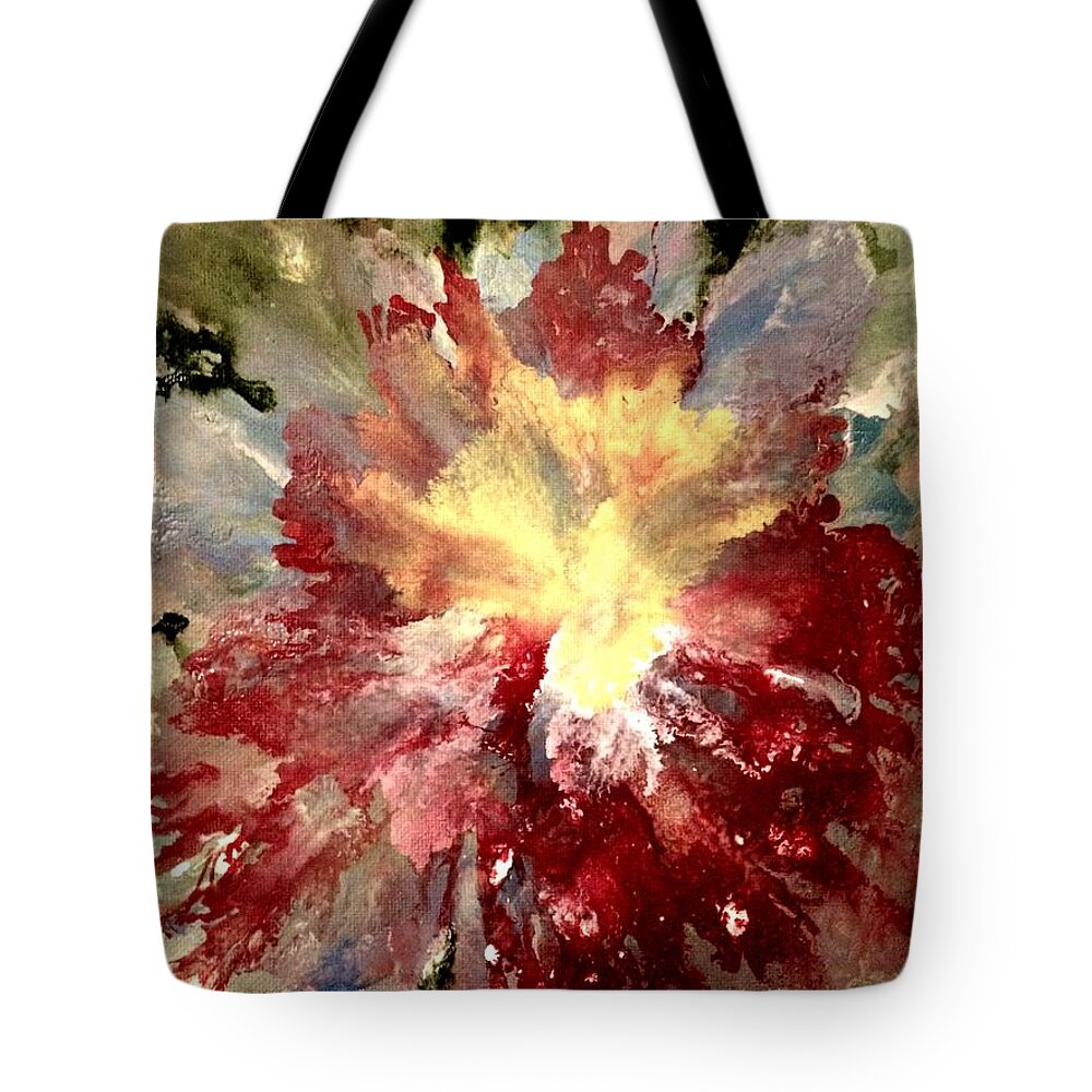 Abstract Tote Bag featuring the painting Abstract Flower by Denise Tomasura
