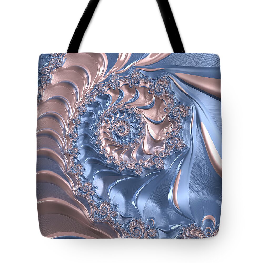 Pink Tote Bag featuring the digital art Abstract fractal art Rose Quartz and Serenity by Matthias Hauser