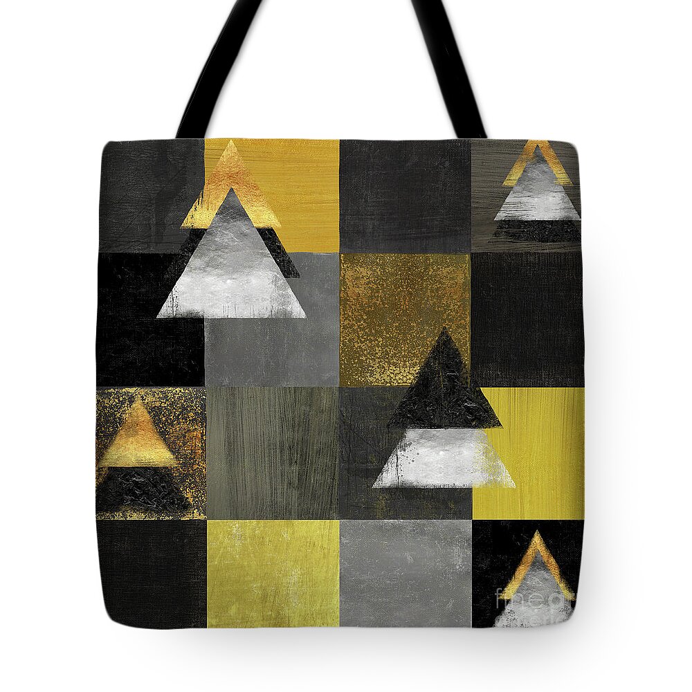 Trees Tote Bag featuring the painting Abstract Geometric square and triangle design by Tina Lavoie