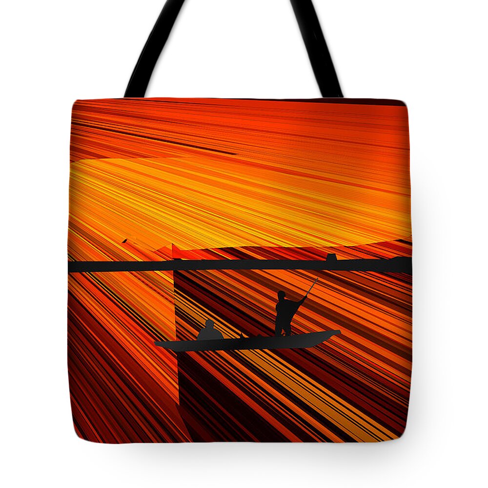 Bruce Tote Bag featuring the painting Abstract Gondola Ride at Sunset by Bruce Nutting