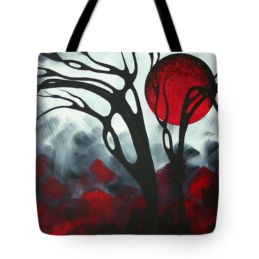 Huge Tote Bag featuring the painting Abstract Gothic Art Original Landscape Painting IMAGINE I by MADART by Megan Aroon
