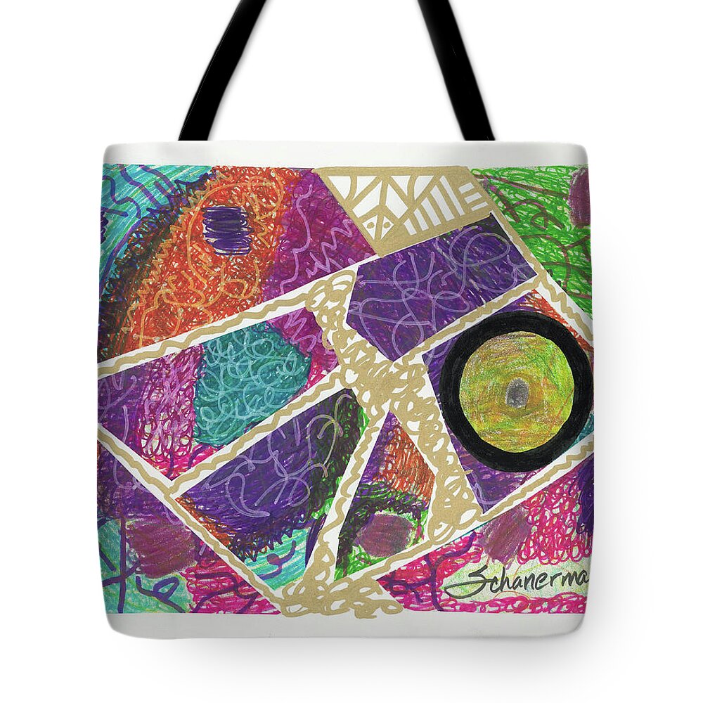  Tote Bag featuring the drawing Puzzle Jungle by Susan Schanerman