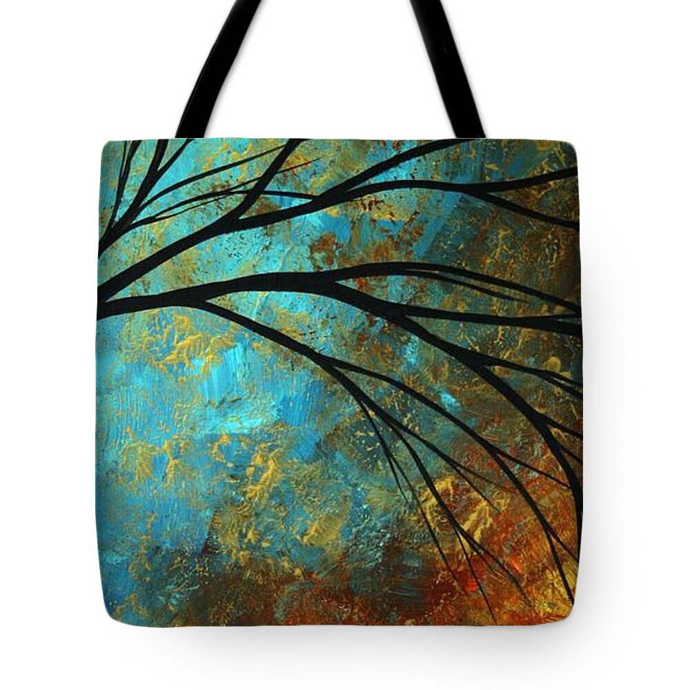 Abstract Tote Bag featuring the painting Abstract Landscape Art PASSING BEAUTY 4 of 5 by Megan Duncanson